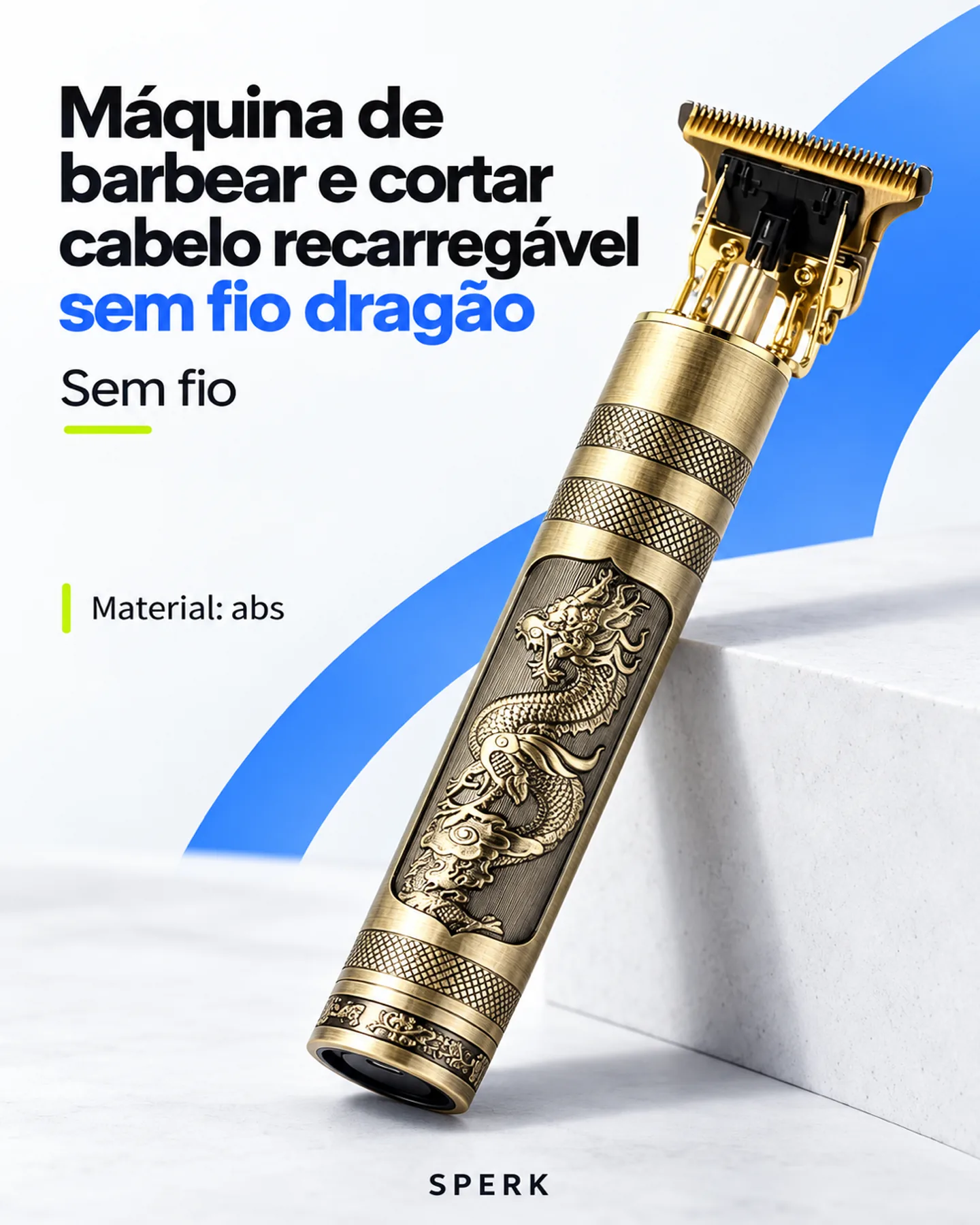 Máquina de barbear e cortar cabelo recarregável sem fio dragão — painel 1