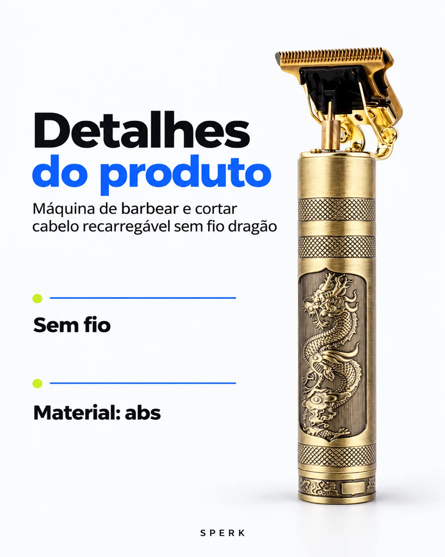 Máquina de barbear e cortar cabelo recarregável sem fio dragão — painel 4