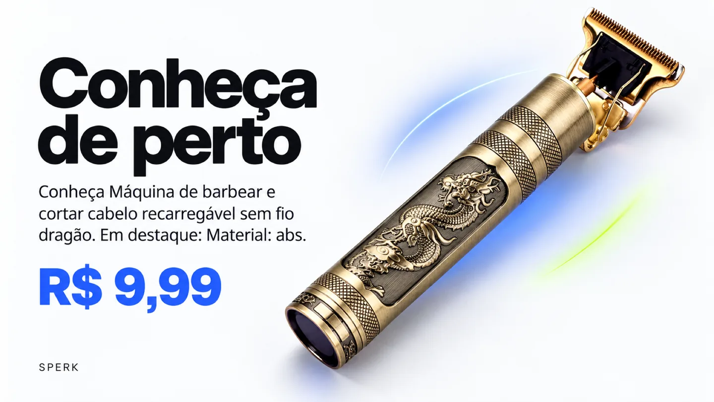 Máquina de barbear e cortar cabelo recarregável sem fio dragão — heroi descricao
