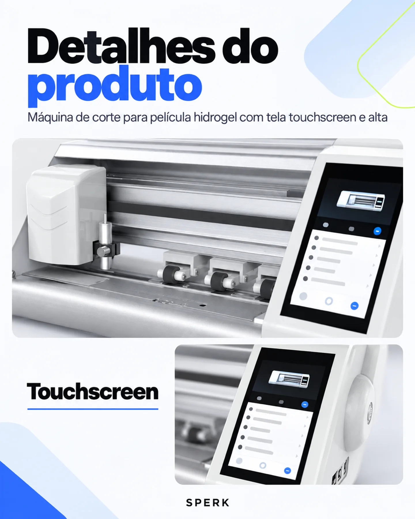 Máquina de corte para película hidrogel com tela touchscreen e alta — painel 5