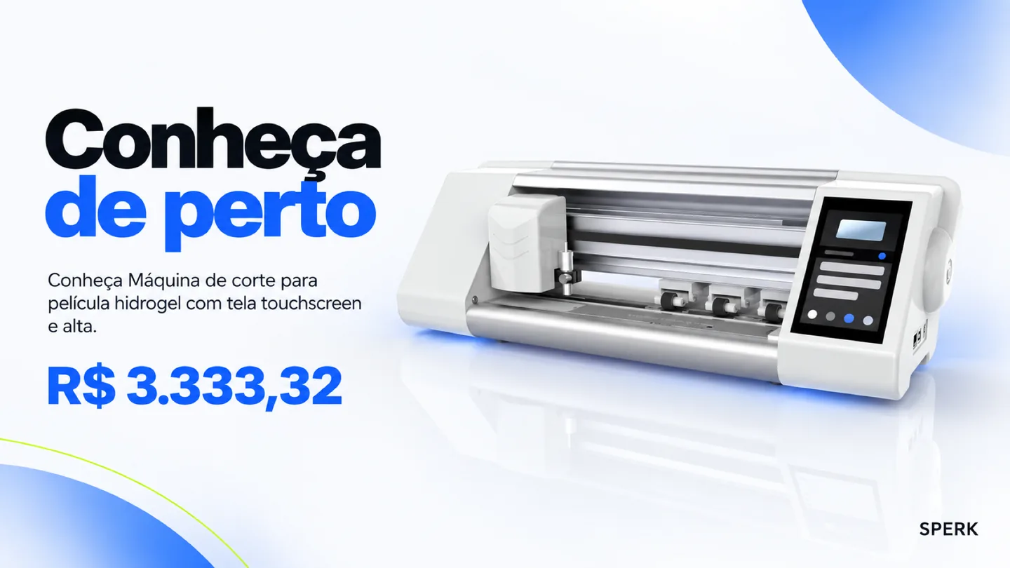 Máquina de corte para película hidrogel com tela touchscreen e alta — heroi descricao