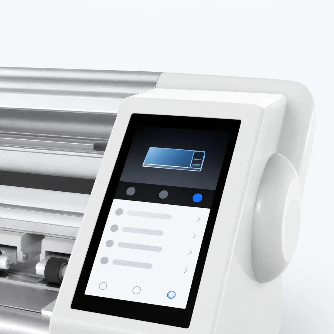 Máquina de corte para película hidrogel com tela touchscreen e alta — verso lateral