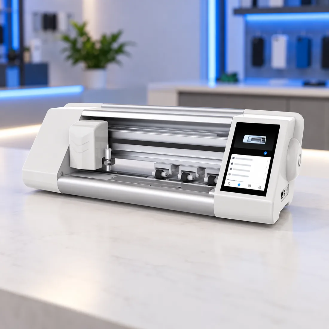 Máquina de corte para película hidrogel com tela touchscreen e alta — uso