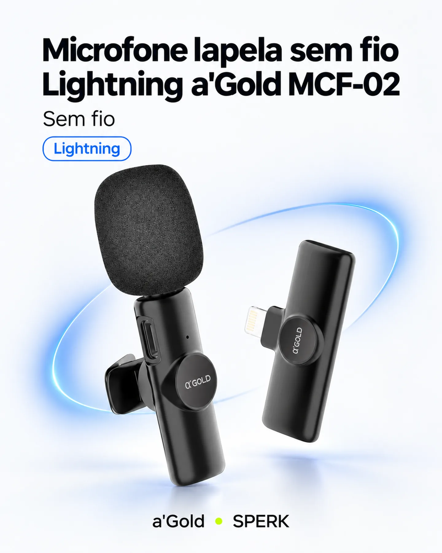 Microfone lapela sem fio Lightning a'Gold MCF-02 — painel 1