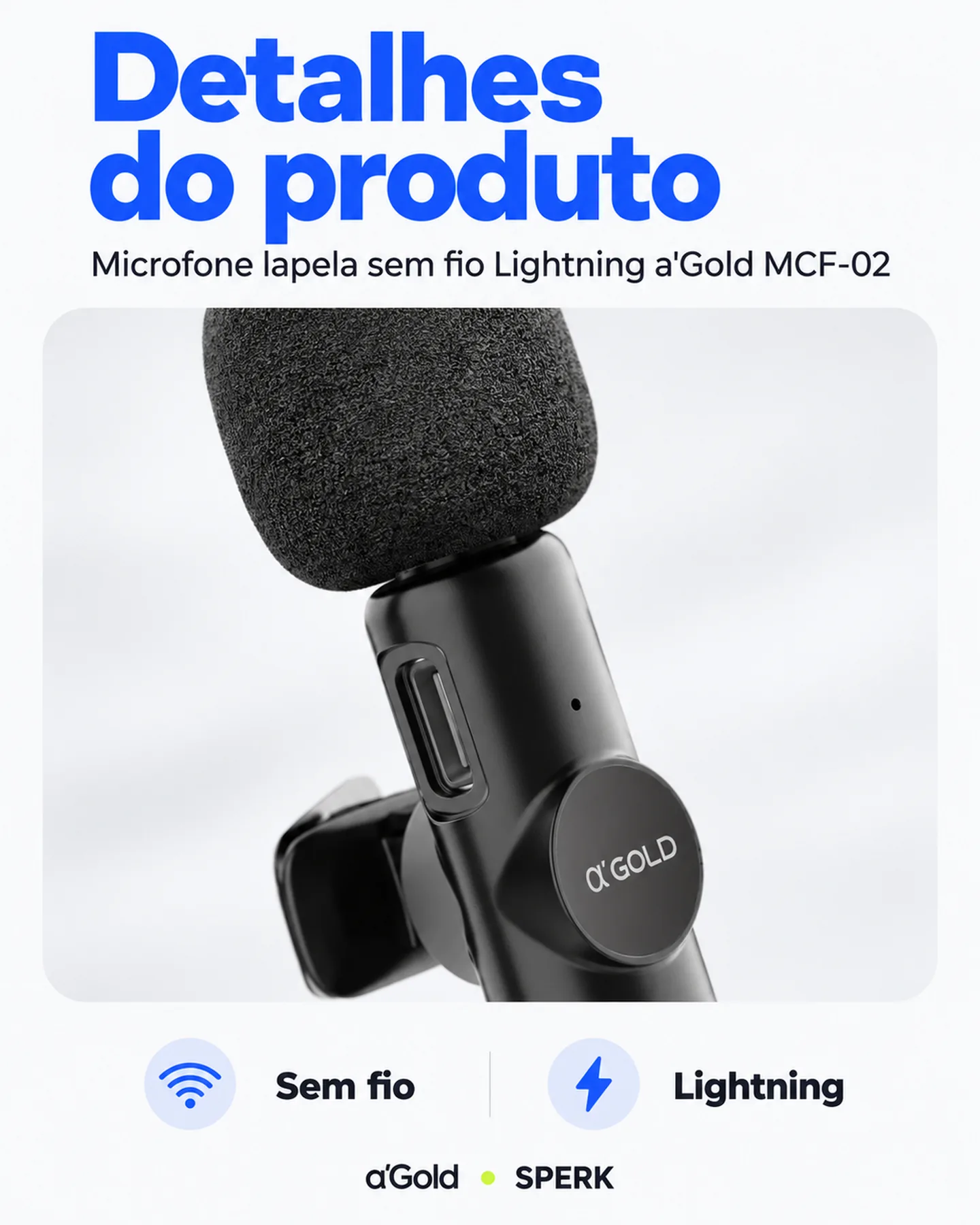 Microfone lapela sem fio Lightning a'Gold MCF-02 — painel 5