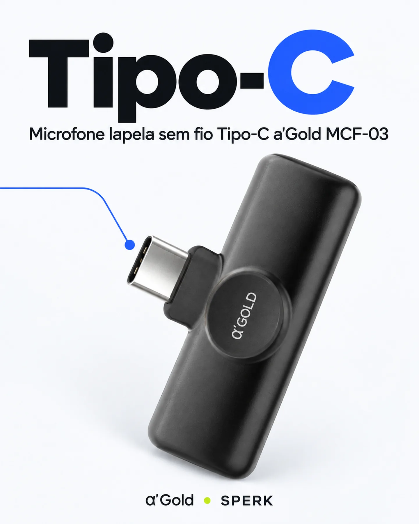 Microfone lapela sem fio Tipo-C a'Gold MCF-03 — painel 3