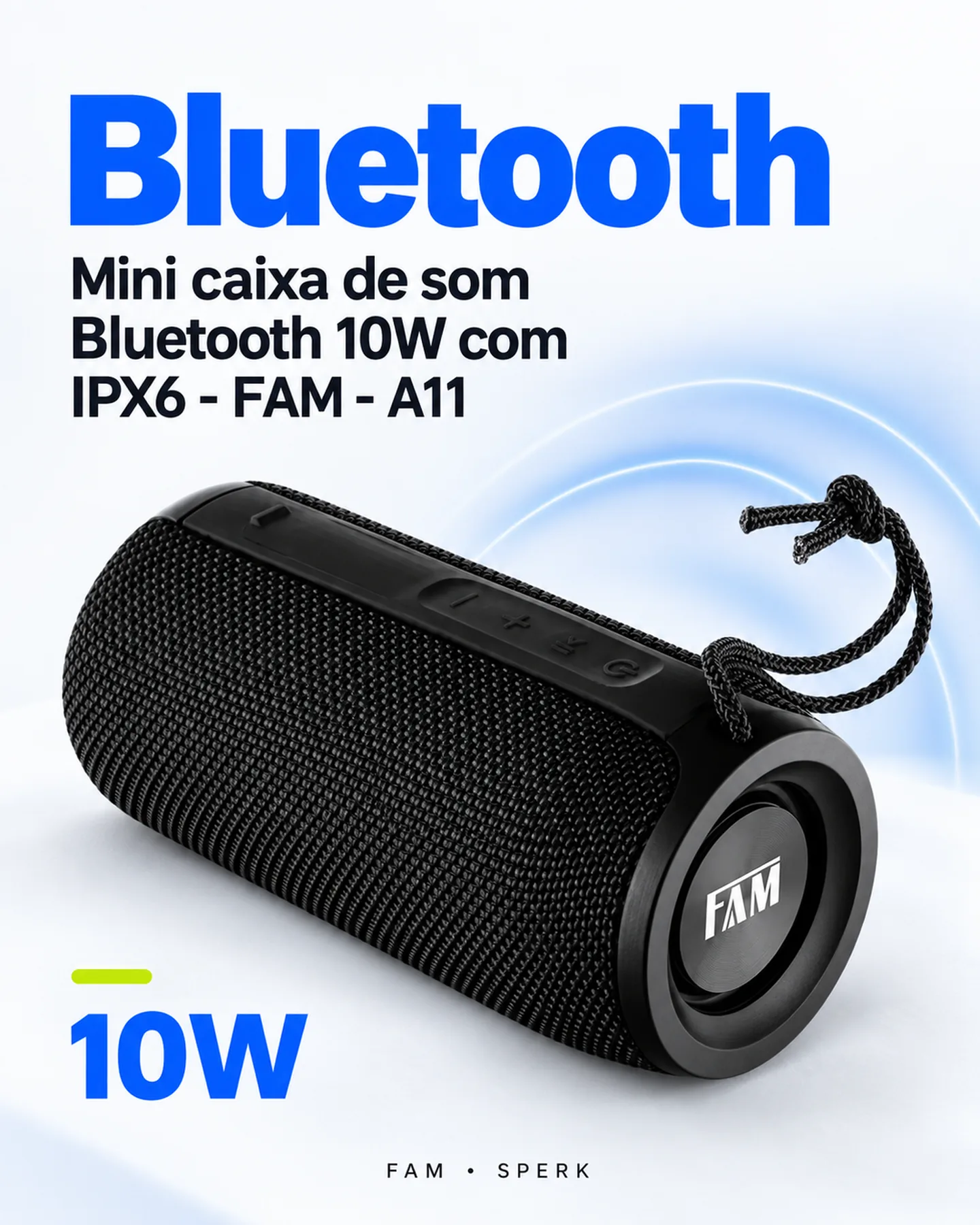 Mini caixa de som Bluetooth 10W com IPX6 - FAM - A11 — painel 3