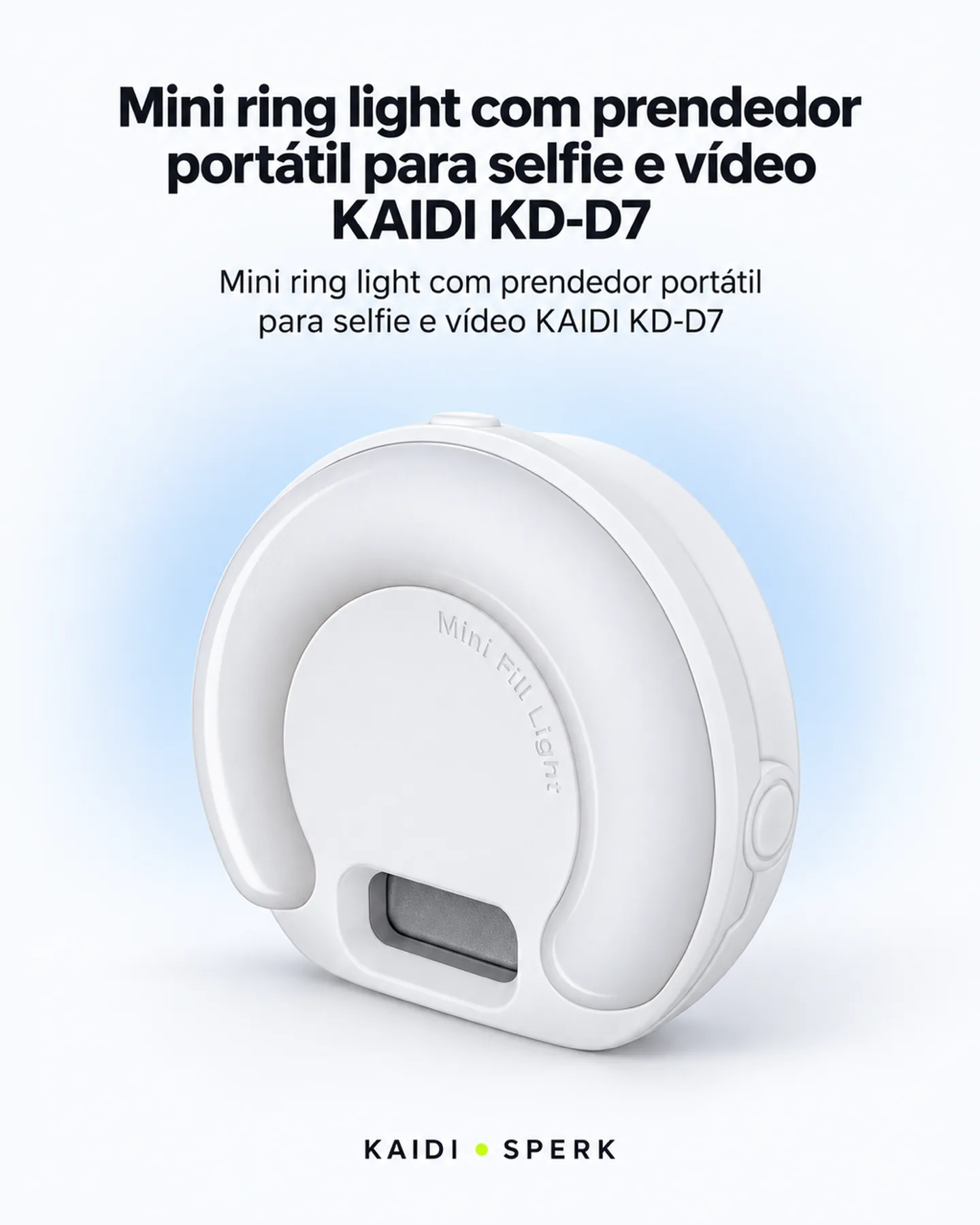 Mini ring light com prendedor portátil para selfie e vídeo KAIDI KD-D7 — painel 1
