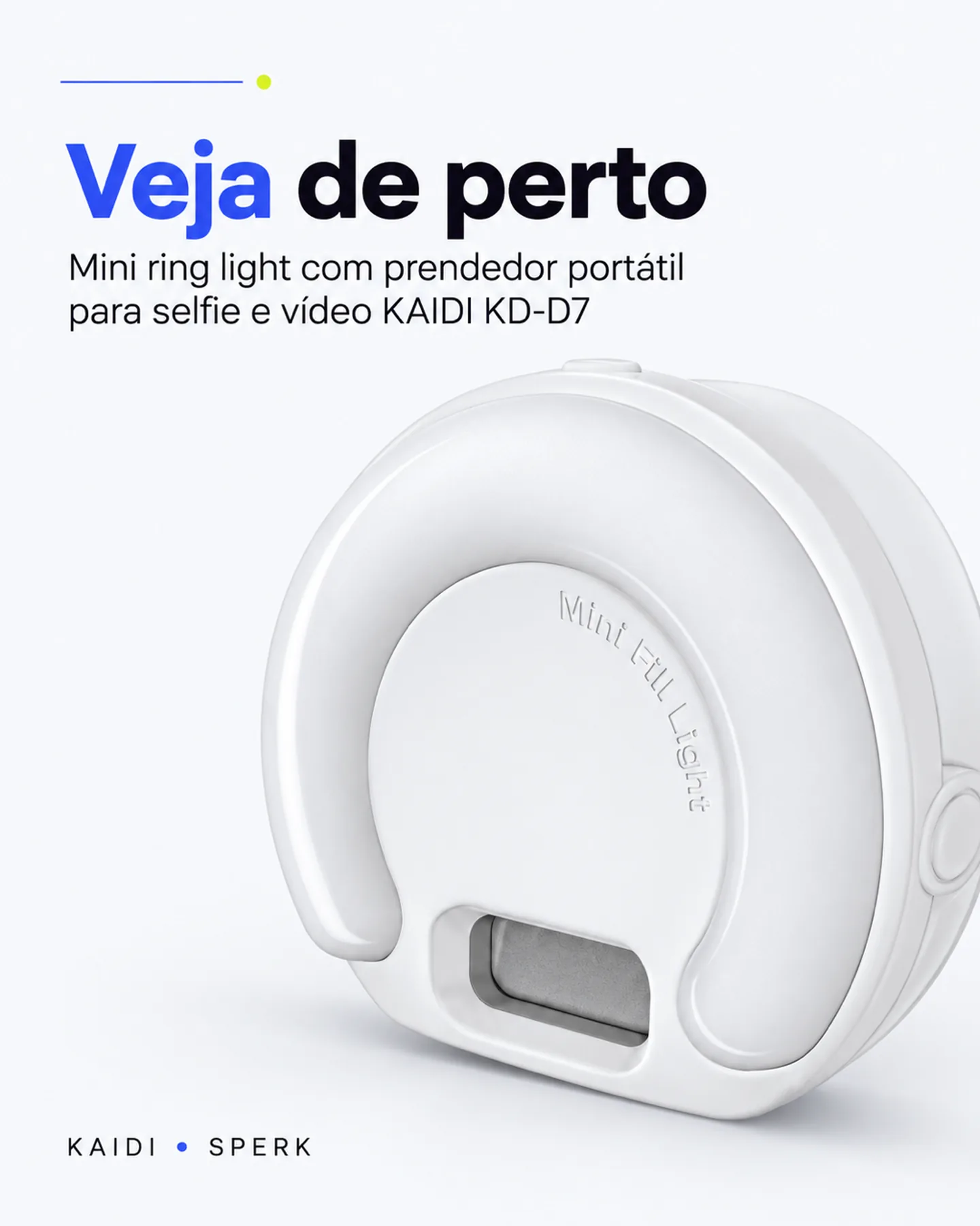 Mini ring light com prendedor portátil para selfie e vídeo KAIDI KD-D7 — painel 3