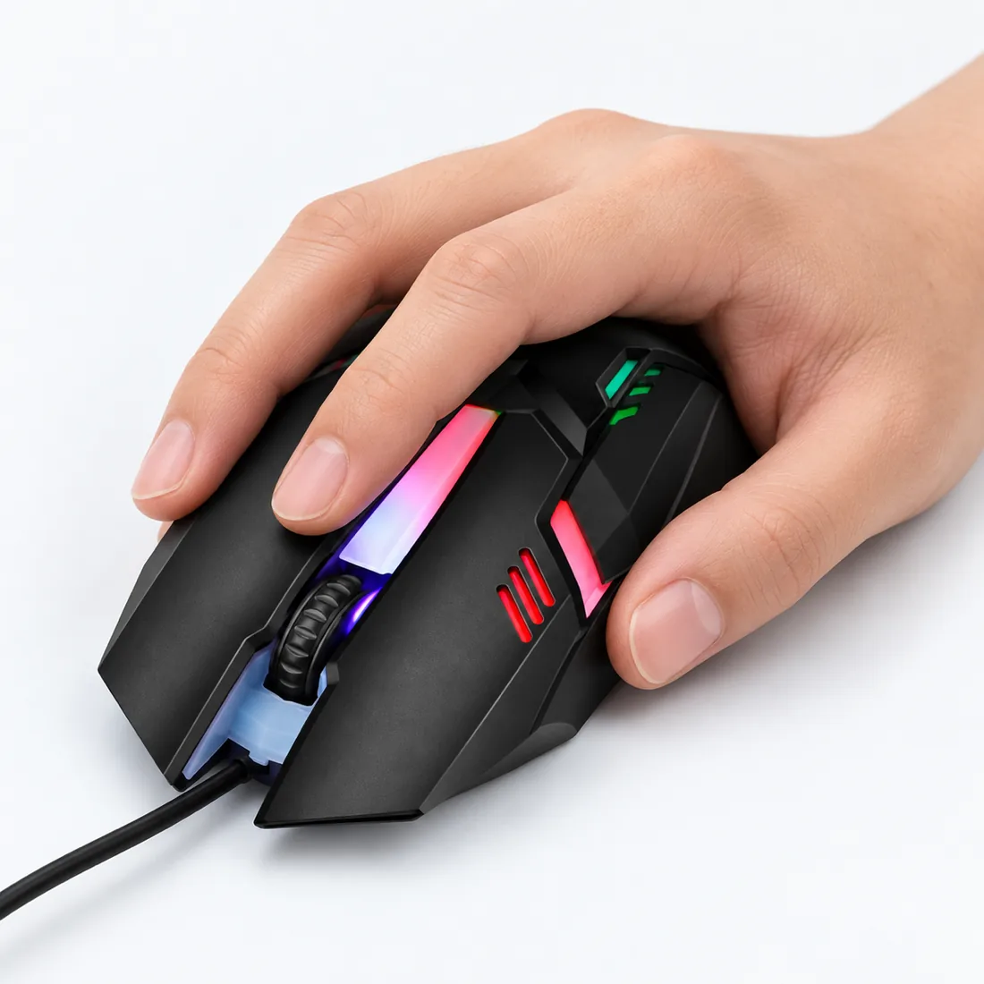 Exbom Mouse gamer USB LED RGB 1200dpi- MS-62 — escala