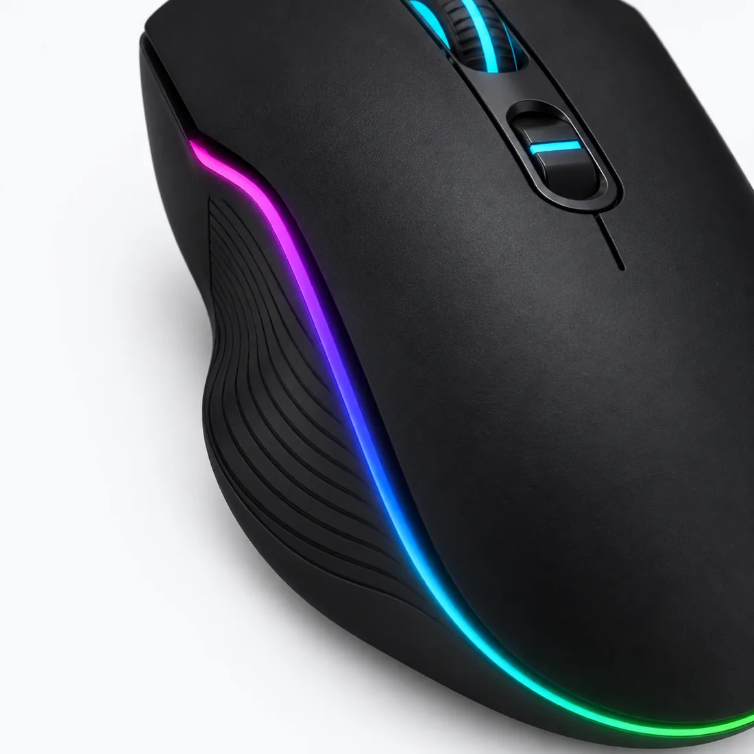 Mouse gamer USB LED RGB dpi 6400 e botões laterais Exbom GM-V550 — verso lateral