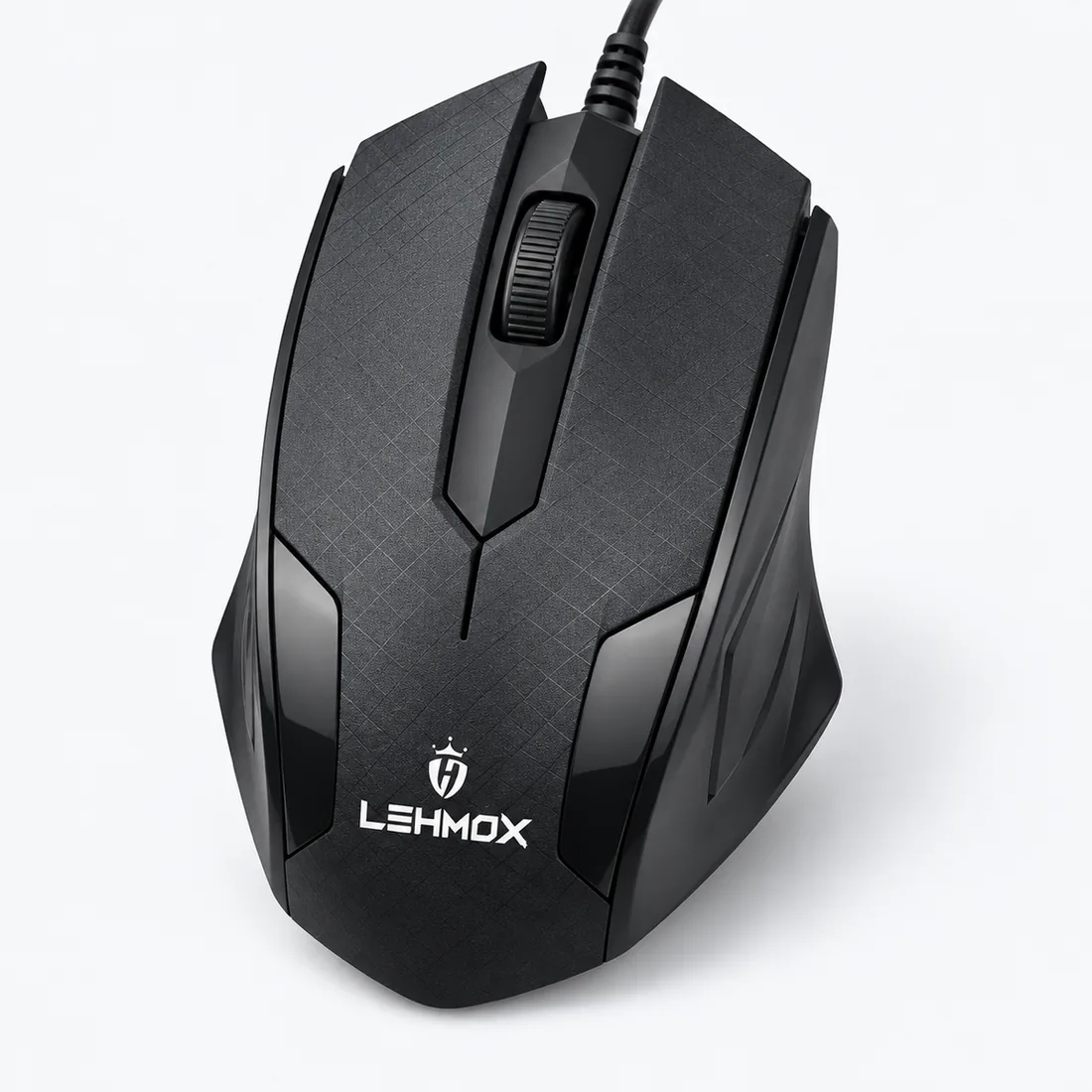 Mouse óptico USB 3.0 preto com fio ambidestro Lehmox LEY-1513 — verso lateral
