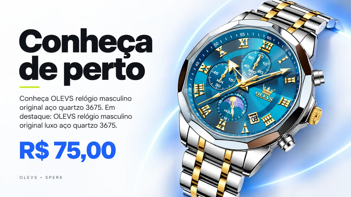 OLEVS relógio masculino original aço quartzo 3675 — heroi descricao