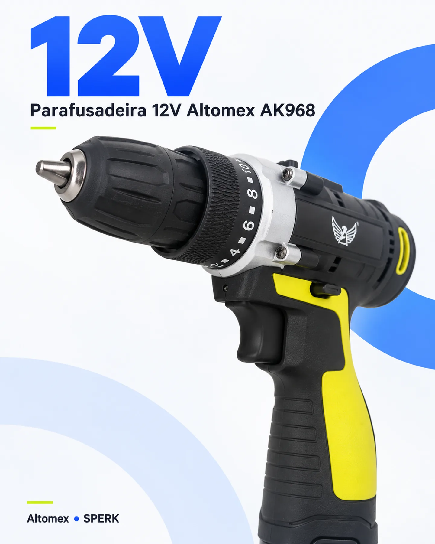 Parafusadeira 12V Altomex AK968 — painel 2