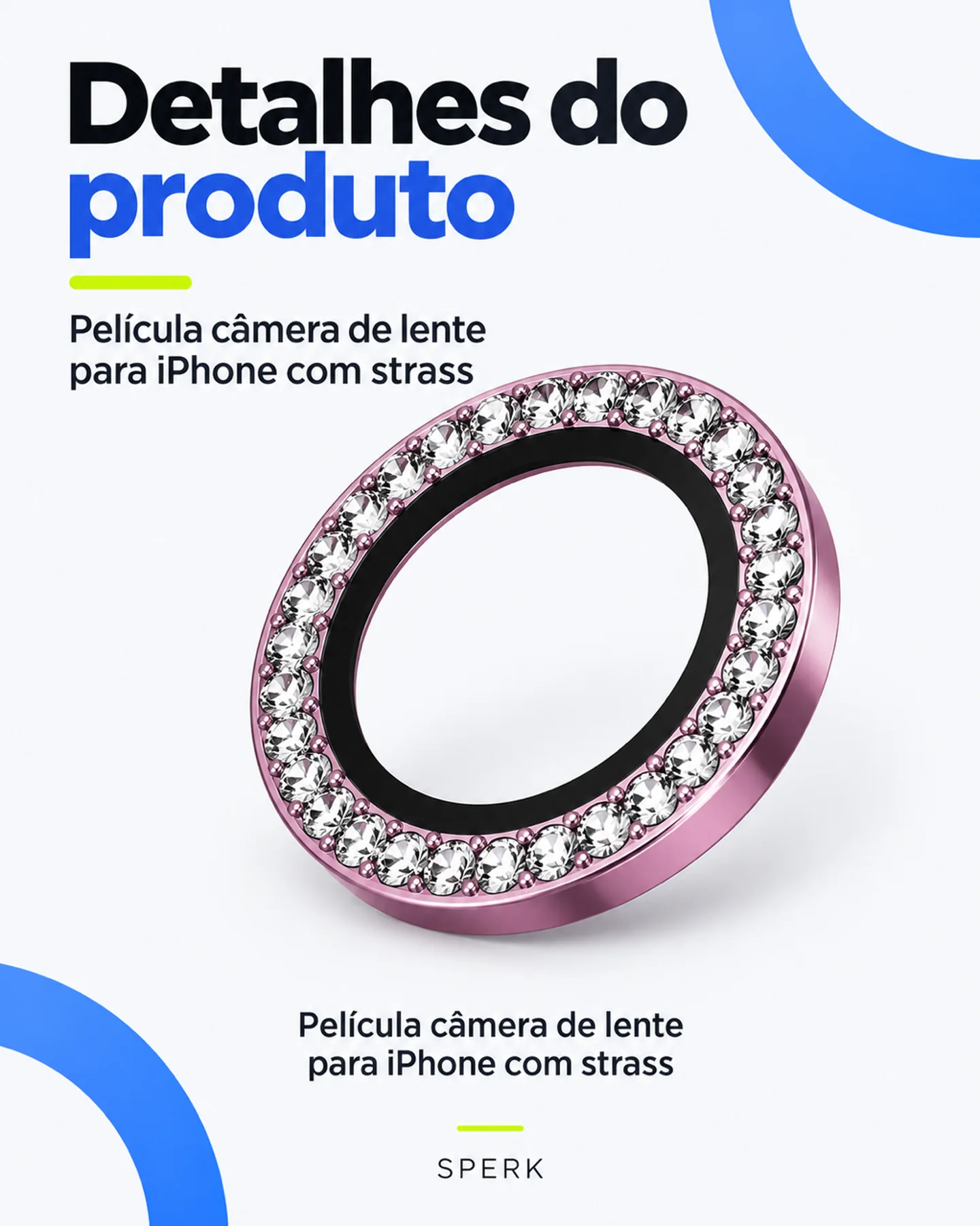 Película câmera de lente para iPhone com strass — painel 5