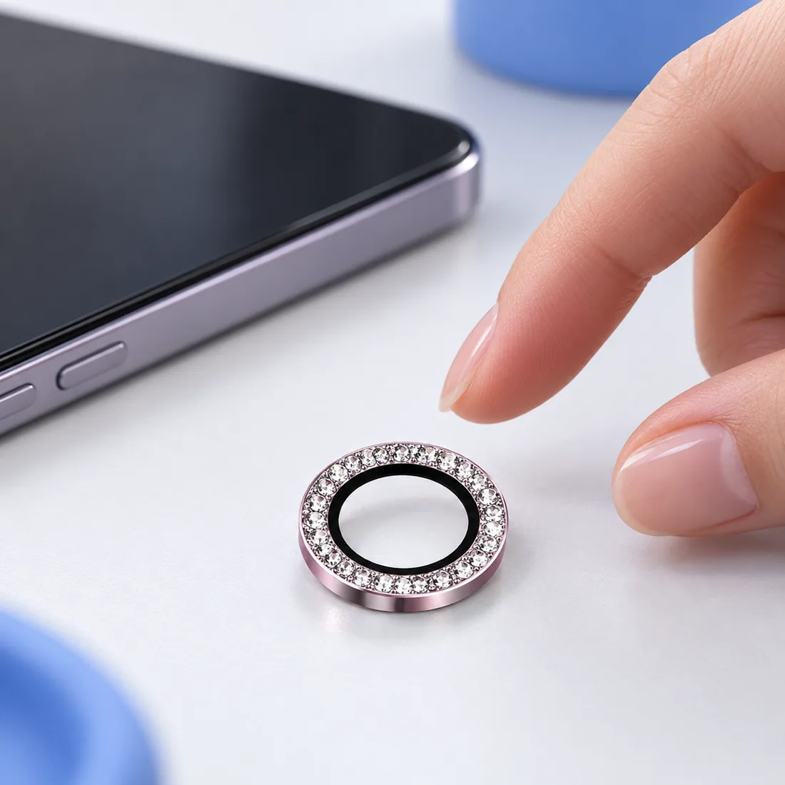 Película câmera de lente para iPhone com strass — uso