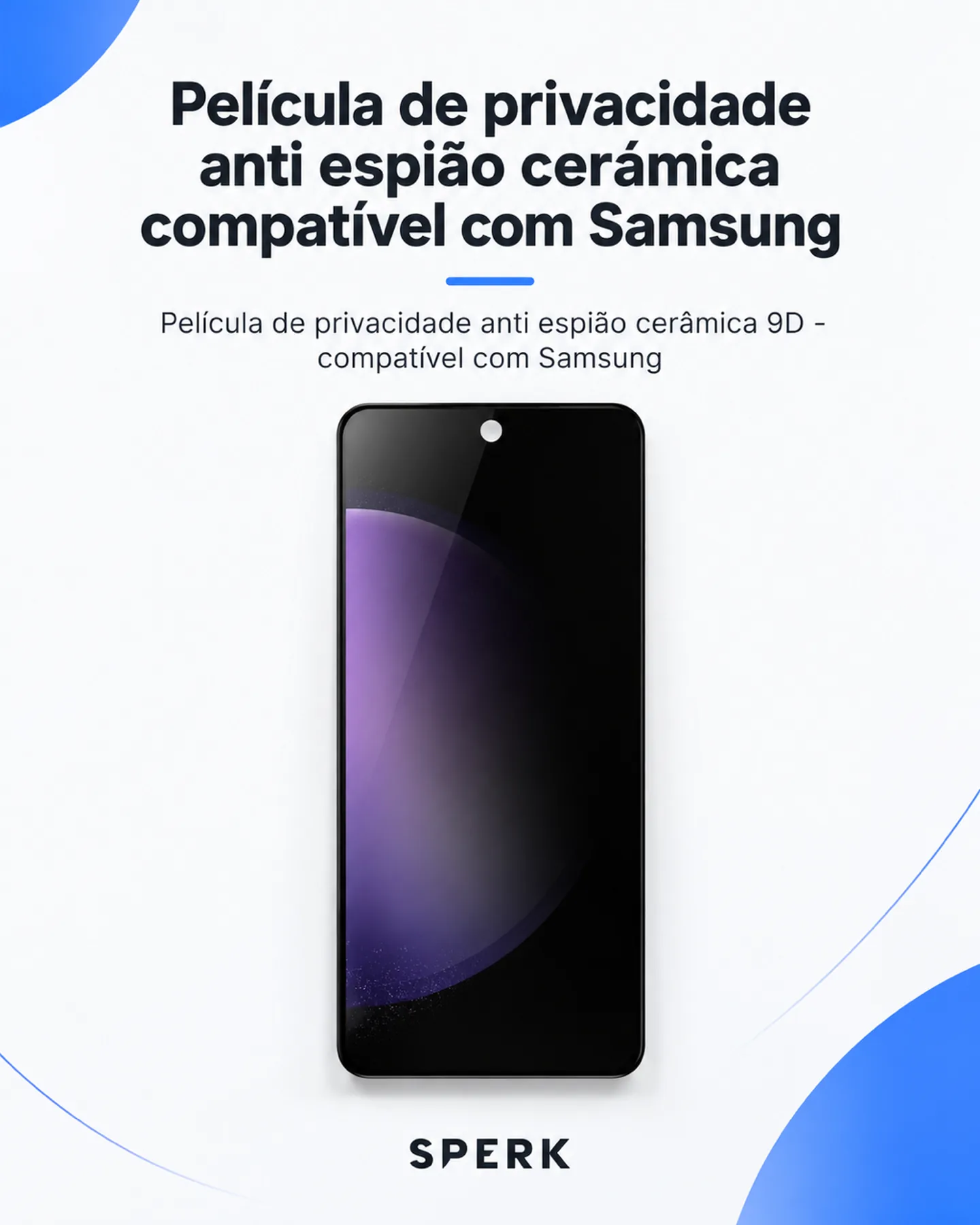 Película de privacidade anti espião cerâmica compatível com Samsung — painel 1