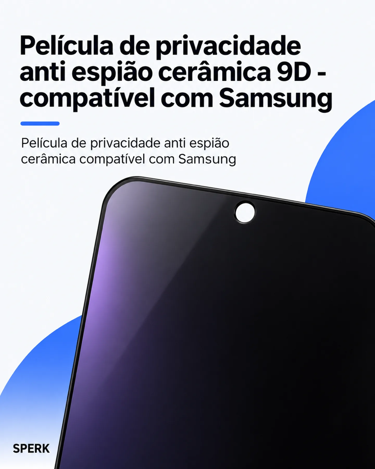 Película de privacidade anti espião cerâmica compatível com Samsung — painel 2