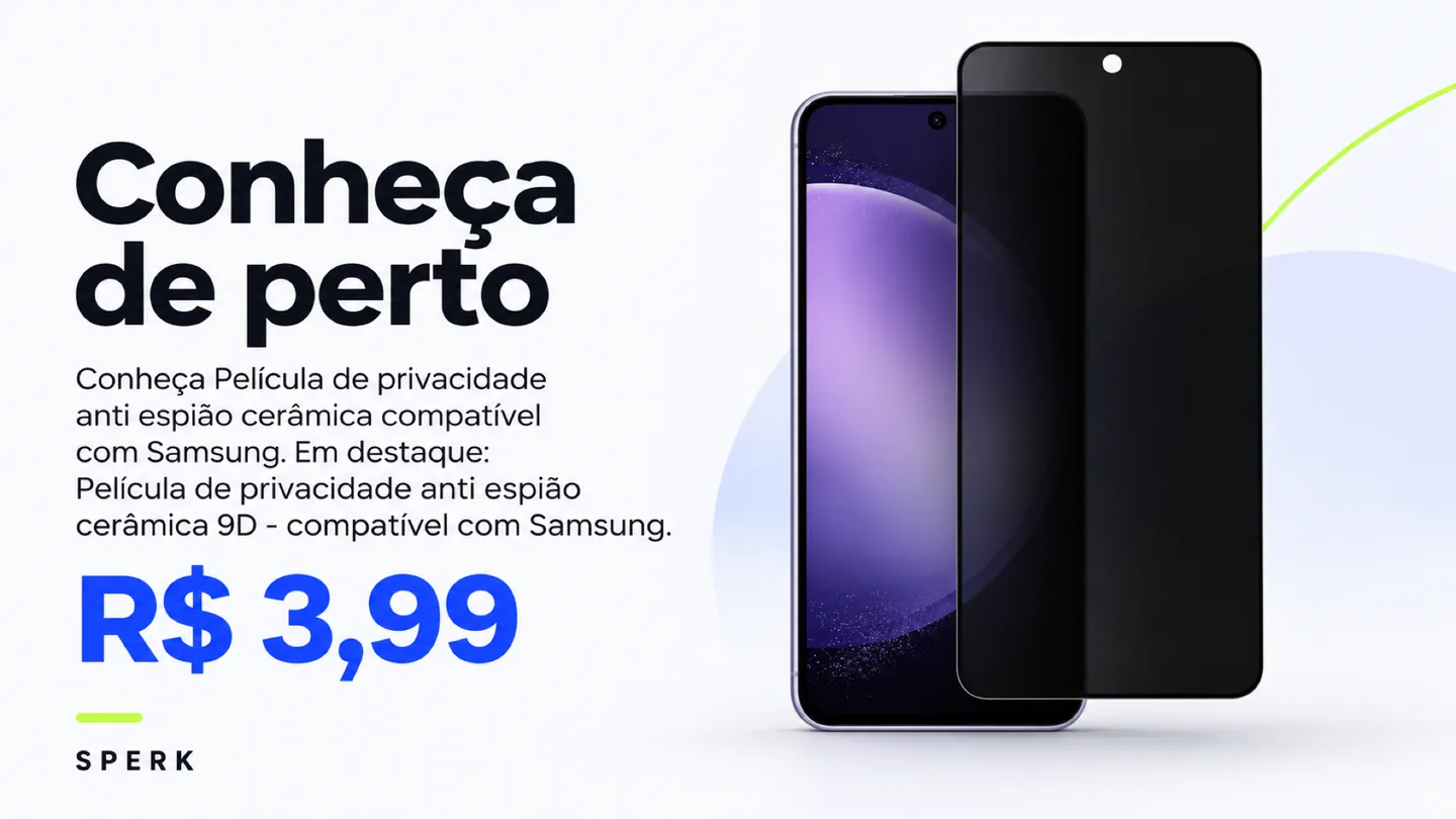 Película de privacidade anti espião cerâmica compatível com Samsung — heroi descricao