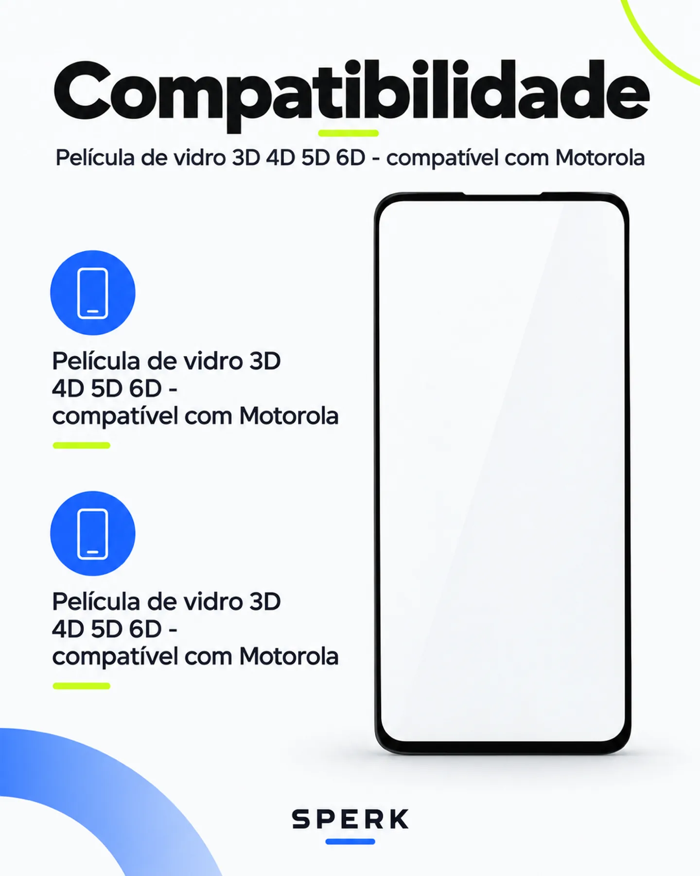 Película de vidro 3D 4D 5D 6D - compatível com Motorola — painel 4