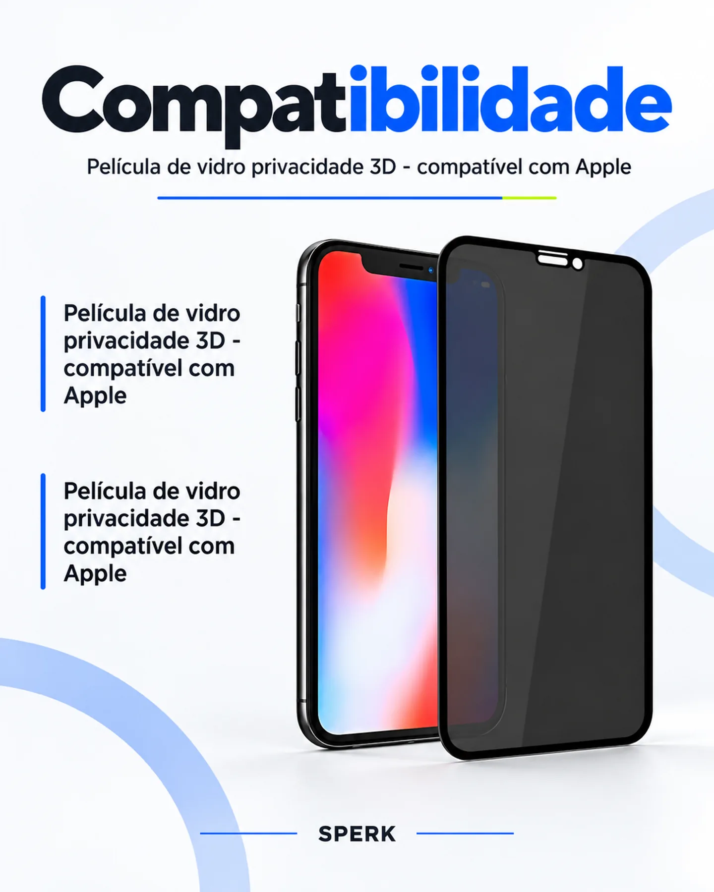 Película de vidro privacidade 3D - compatível com Apple — painel 4