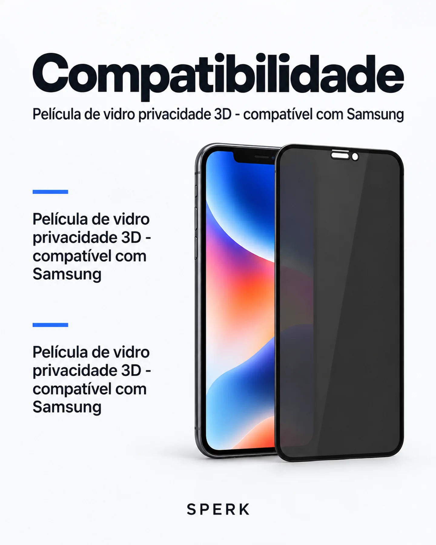 Película de vidro privacidade 3D - compatível com Samsung — painel 4