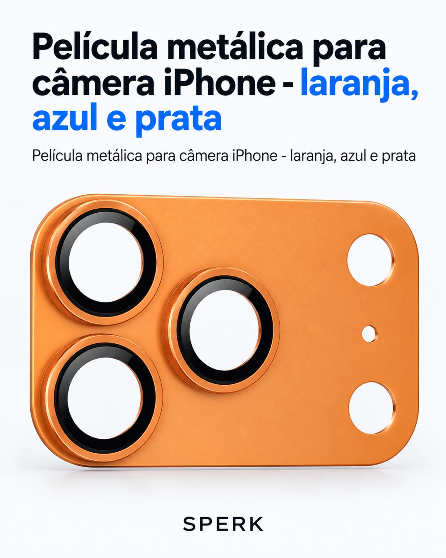 Película metálica para câmera iPhone - laranja, azul e prata — painel 2