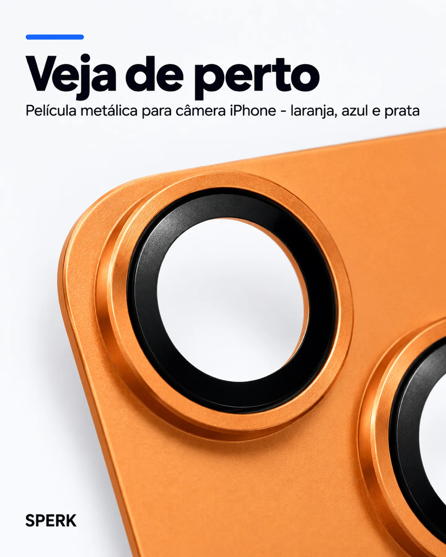 Película metálica para câmera iPhone - laranja, azul e prata — painel 3