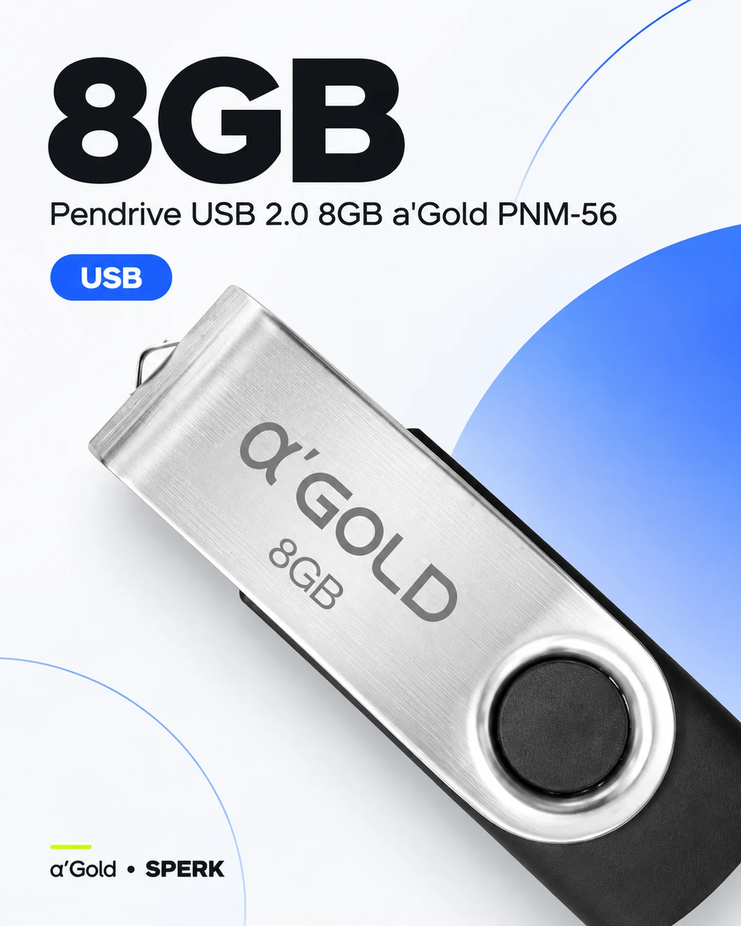 Pendrive USB 2.0 8GB a'Gold PNM-56 — painel 2