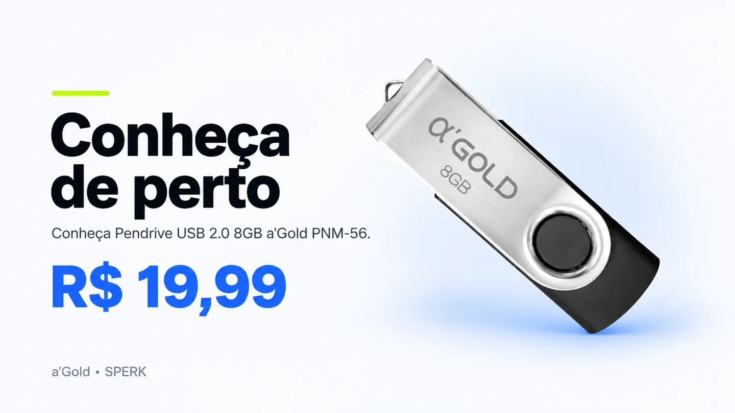 Pendrive USB 2.0 8GB a'Gold PNM-56 — heroi descricao