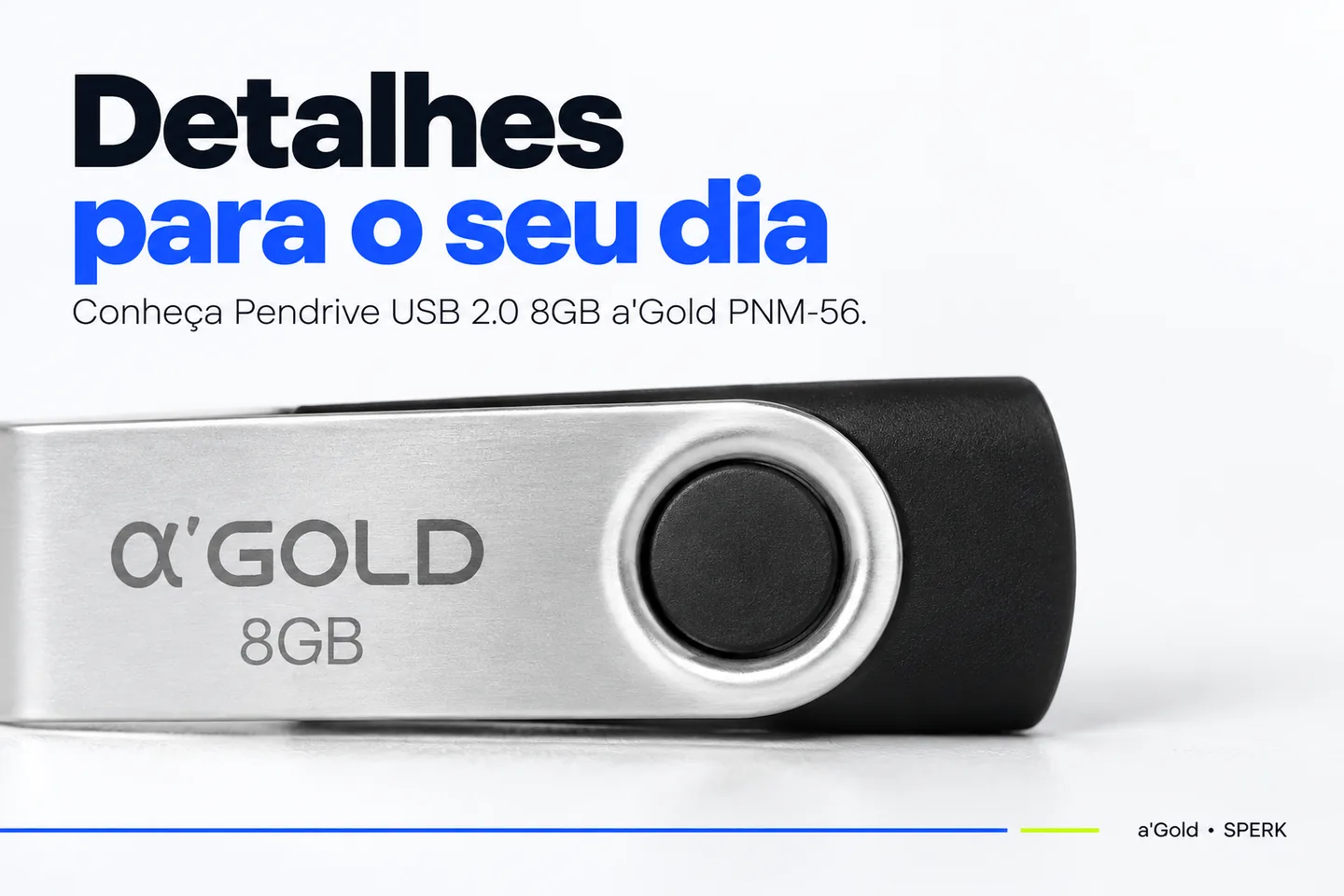 Pendrive USB 2.0 8GB a'Gold PNM-56 — diferencial uso