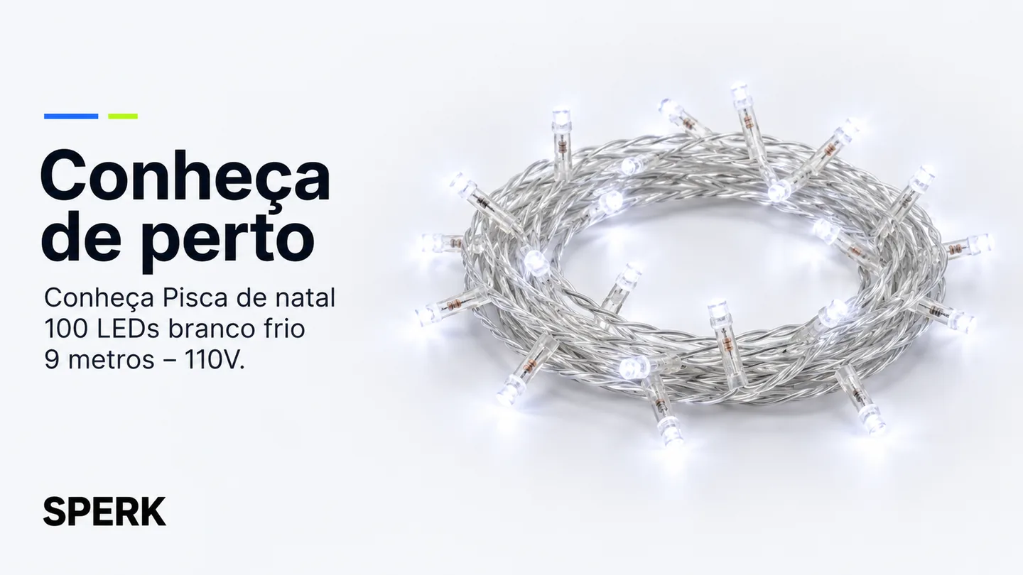 Pisca de natal 100 LEDs branco frio 9 metros – 110V — heroi descricao