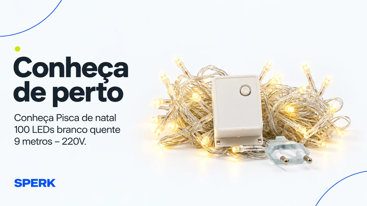 Pisca de natal 100 LEDs branco quente 9 metros – 220V — heroi descricao