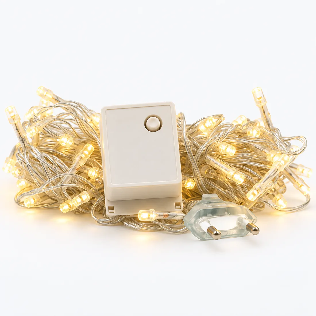 Pisca de natal 100 LEDs branco quente 9 metros – 220V — frente estudio