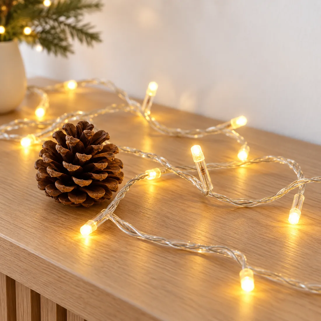 Pisca de natal 100 LEDs branco quente 9 metros – 220V — uso