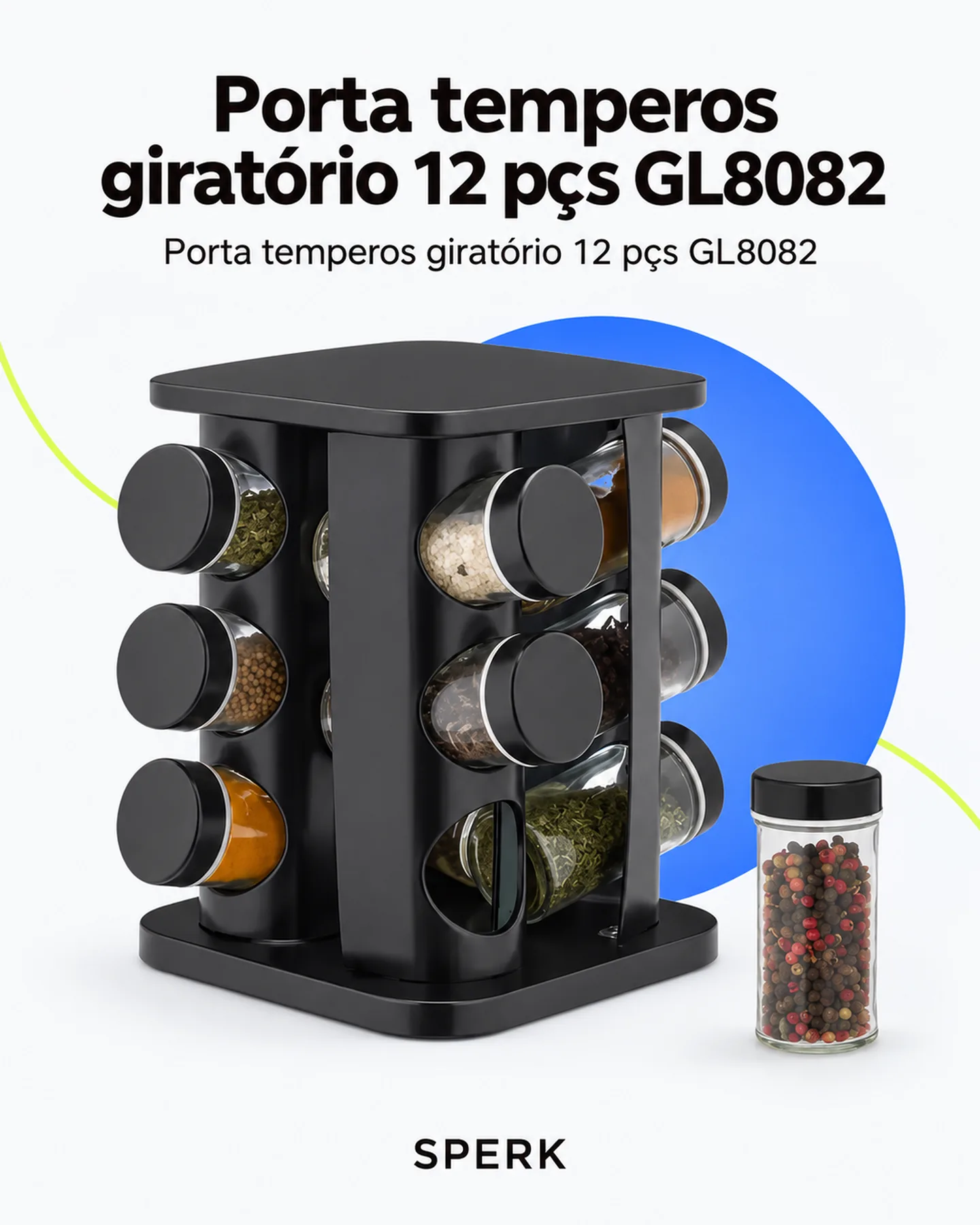Porta temperos giratório 12 pçs GL8082 — painel 1