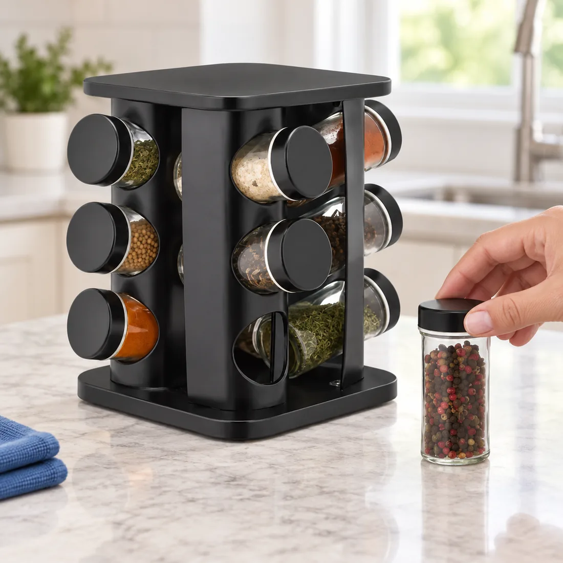 Porta temperos giratório 12 pçs GL8082 — uso