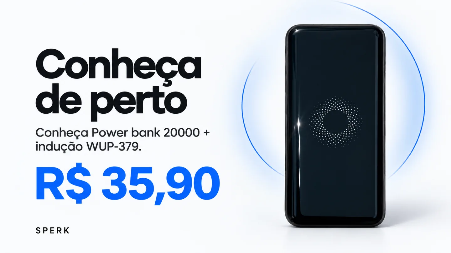 Power bank 20000 + indução WUP-379 — heroi descricao