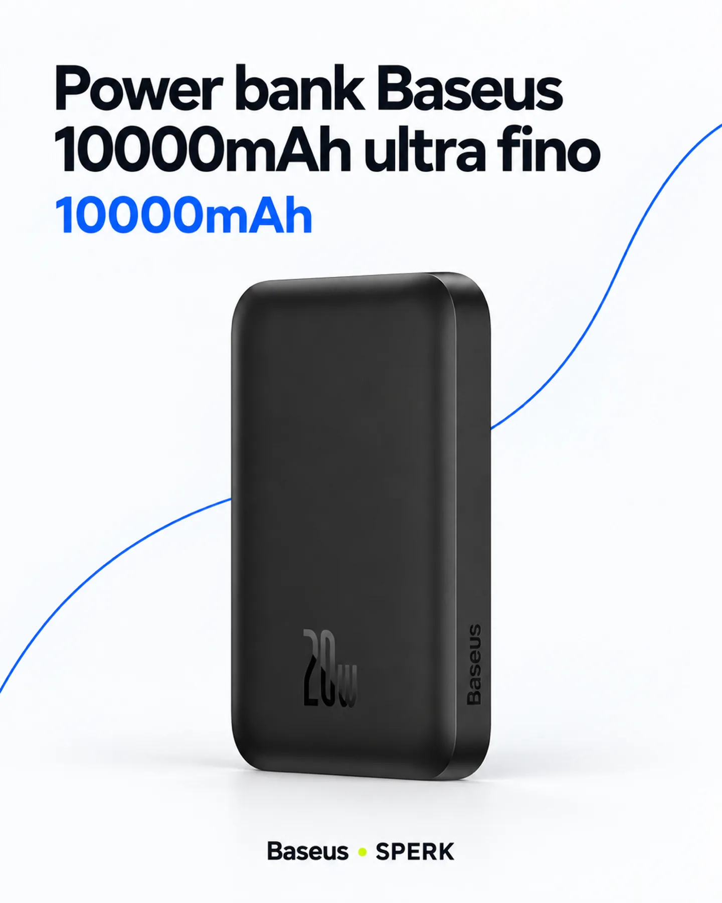 Power bank Baseus 10000mAh ultra fino — painel 1