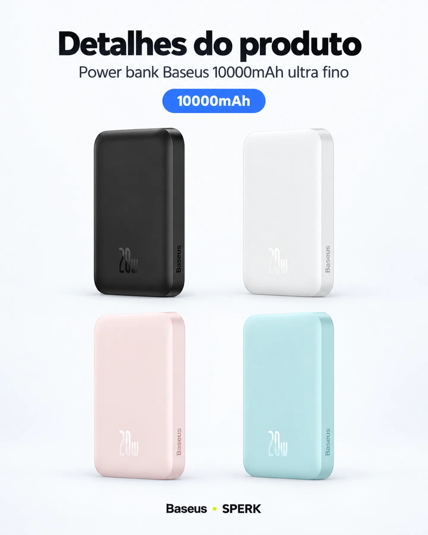Power bank Baseus 10000mAh ultra fino — painel 5