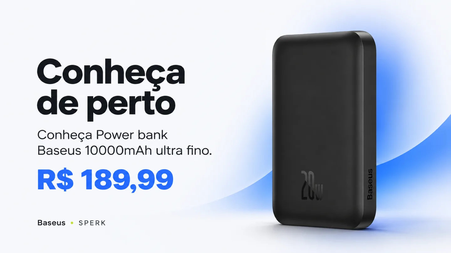 Power bank Baseus 10000mAh ultra fino — heroi descricao