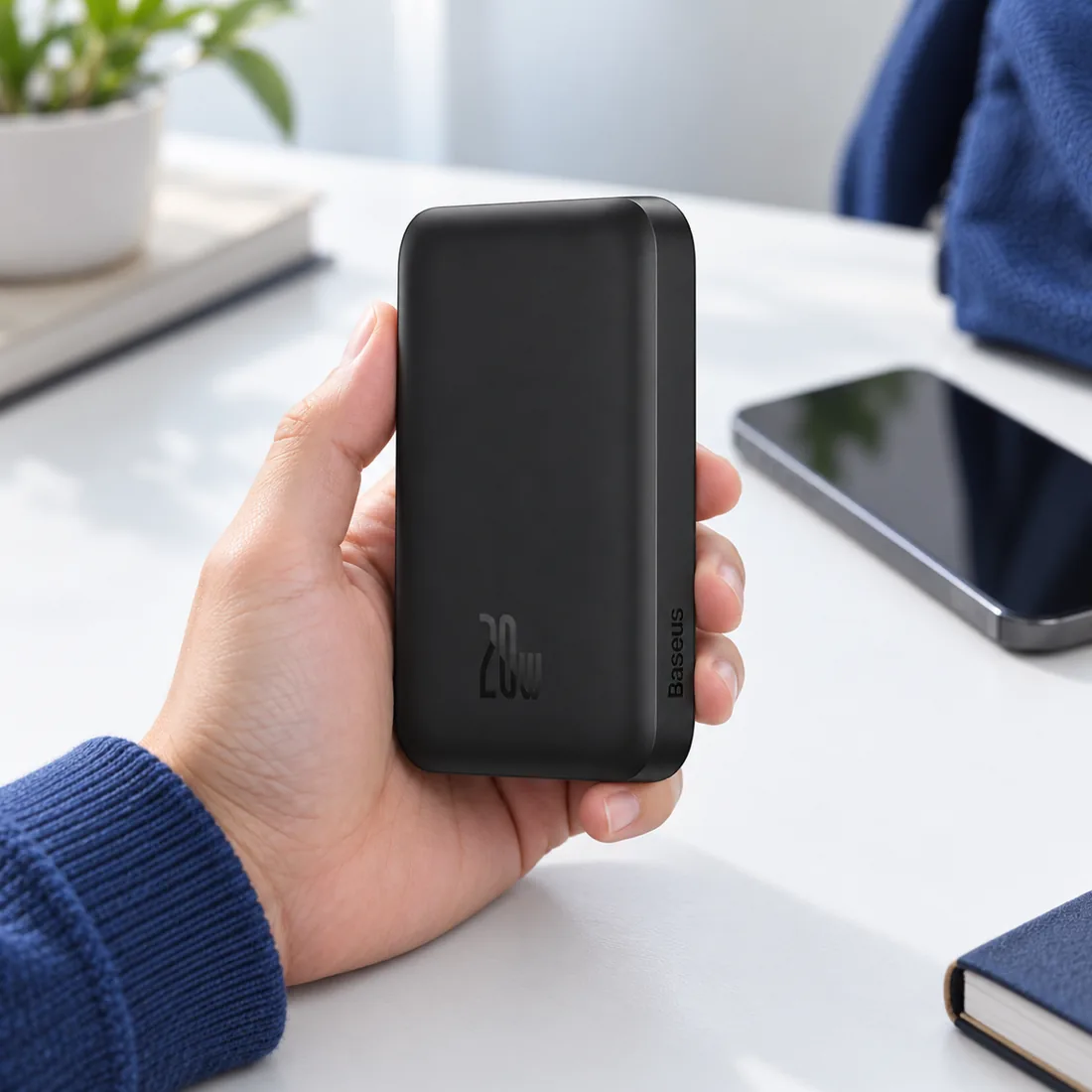 Power bank Baseus 10000mAh ultra fino — uso