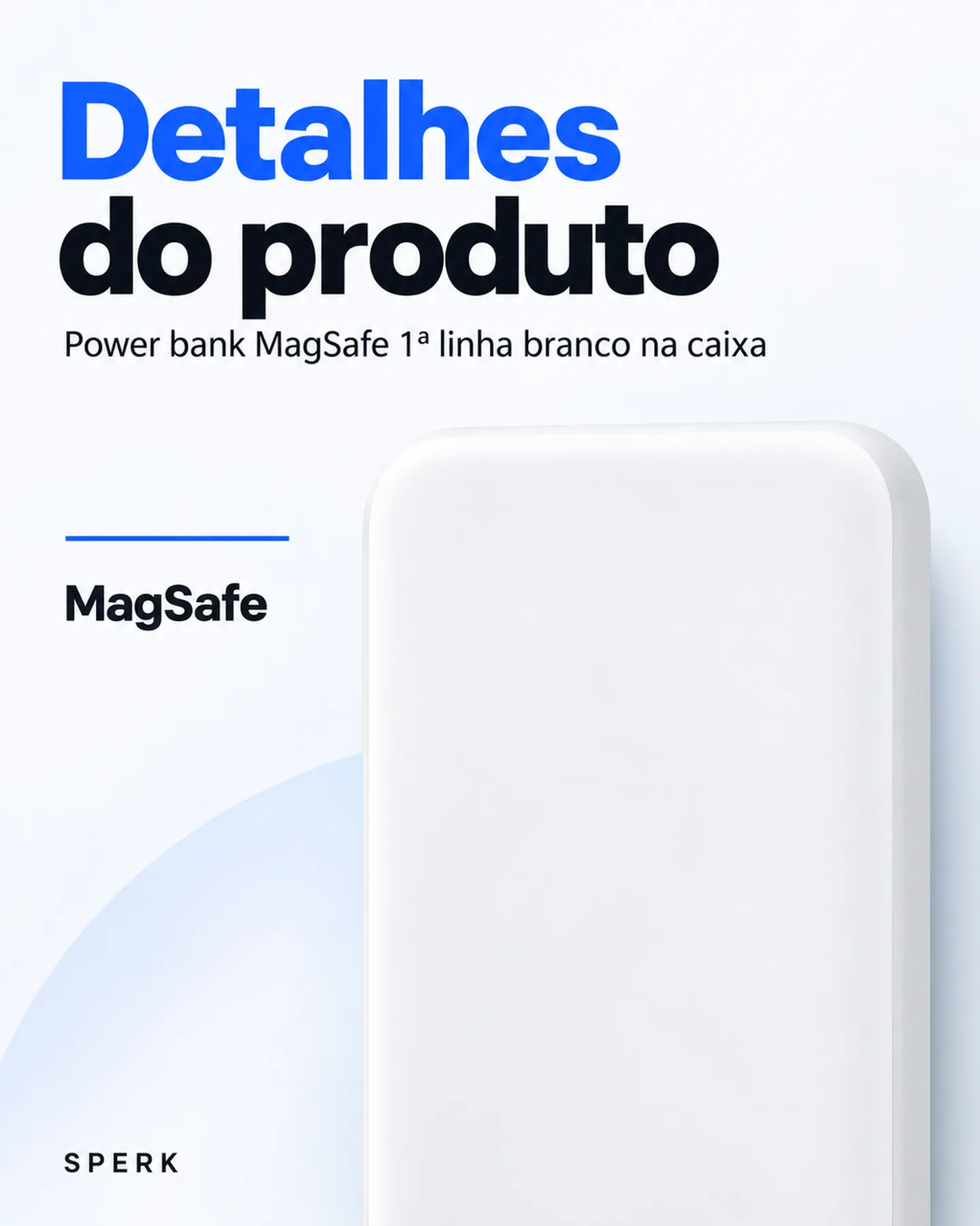Power bank MagSafe 1ª linha branco na caixa — painel 4