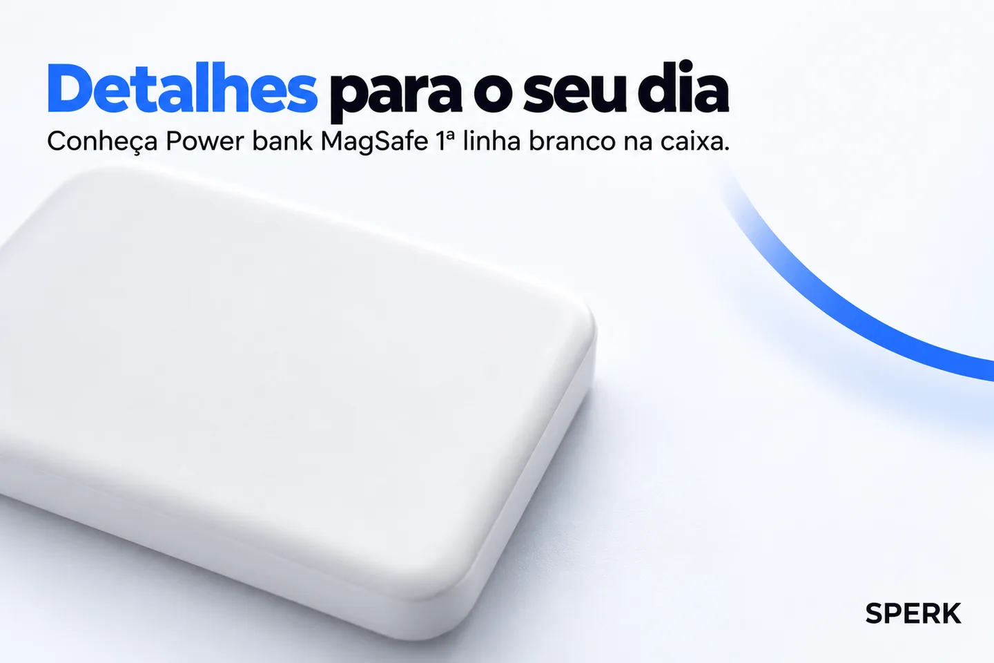 Power bank MagSafe 1ª linha branco na caixa — diferencial uso