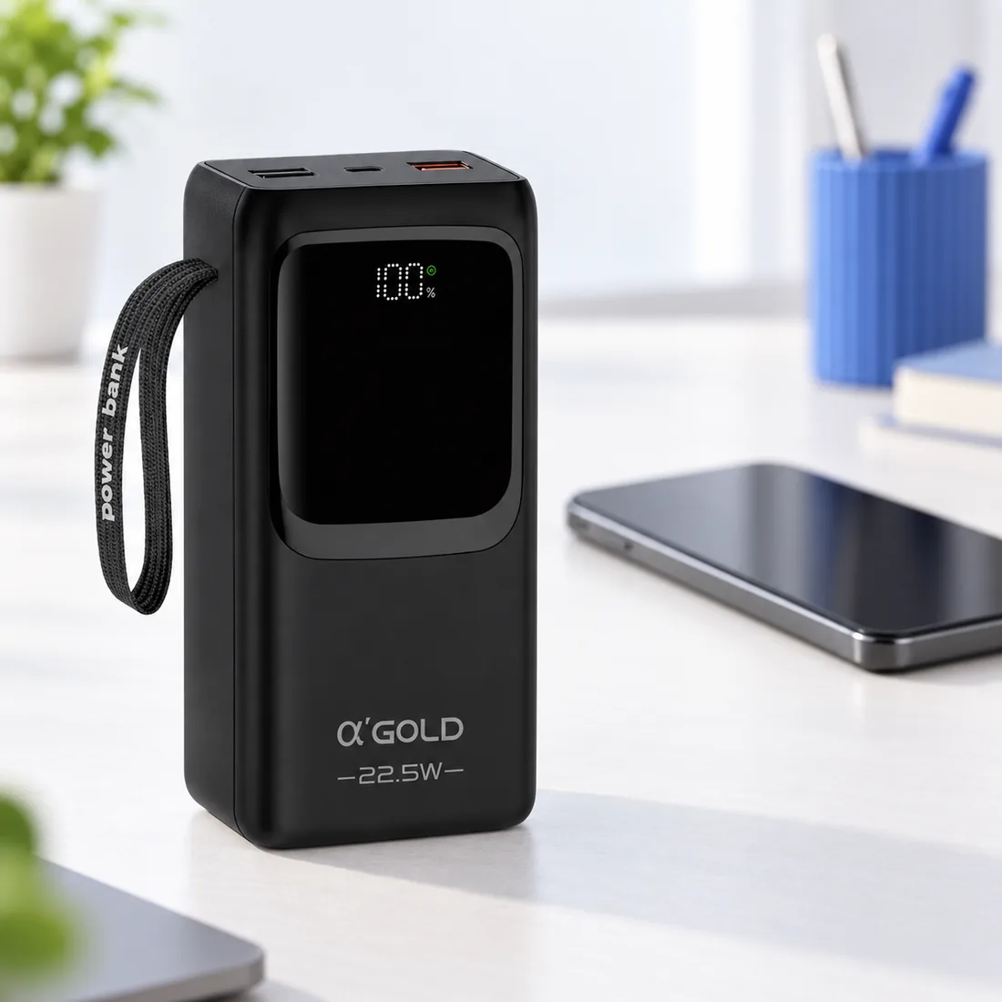 Powerbank carregador portátil 50.000mAh turbo 22.5W a'Gold BTE-61 — uso