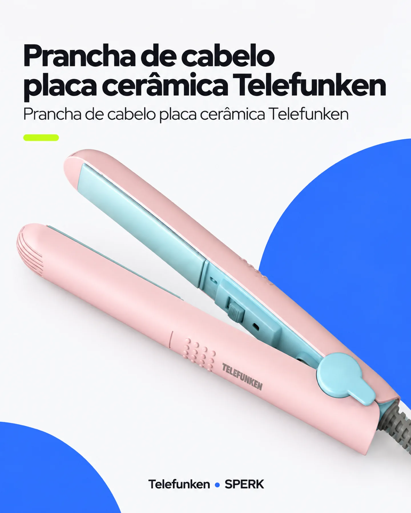 Prancha de cabelo placa cerâmica Telefunken — painel 2
