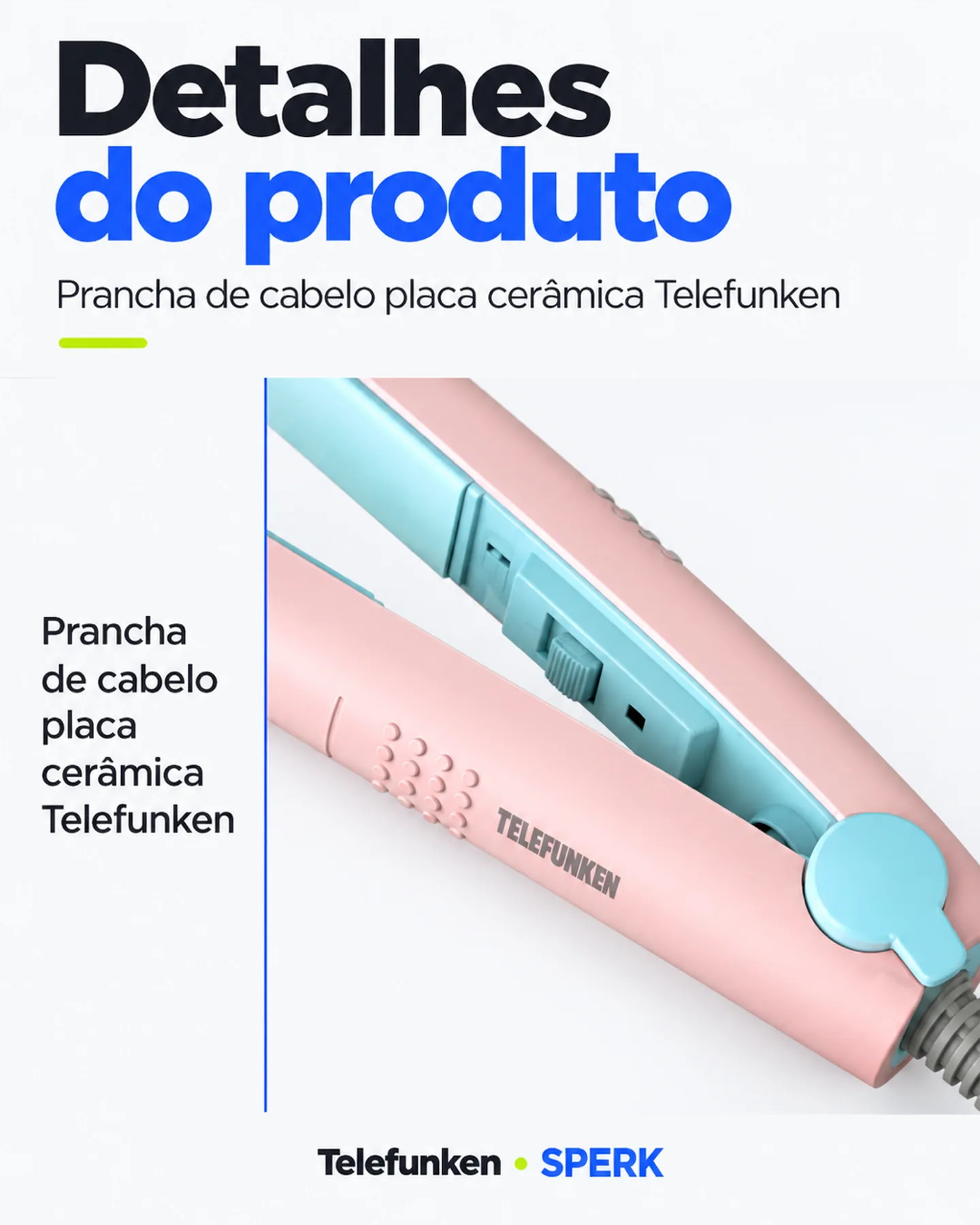 Prancha de cabelo placa cerâmica Telefunken — painel 4