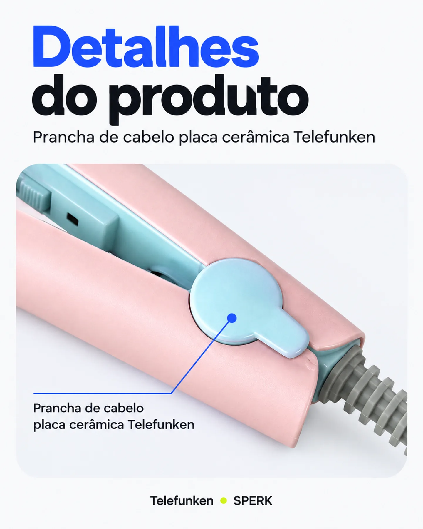 Prancha de cabelo placa cerâmica Telefunken — painel 5