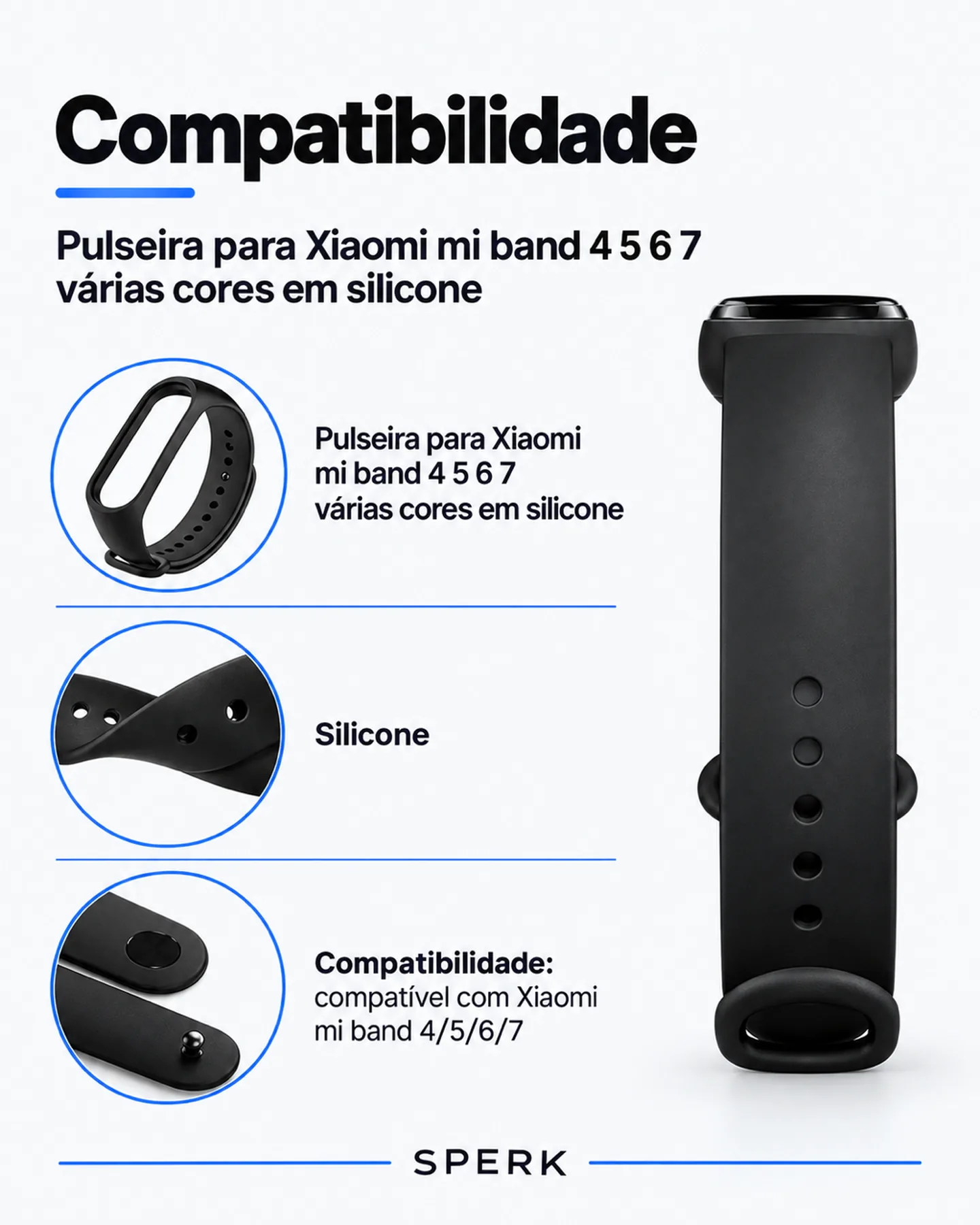 Pulseira para Xiaomi mi band 4 5 6 7 várias cores em silicone — painel 4