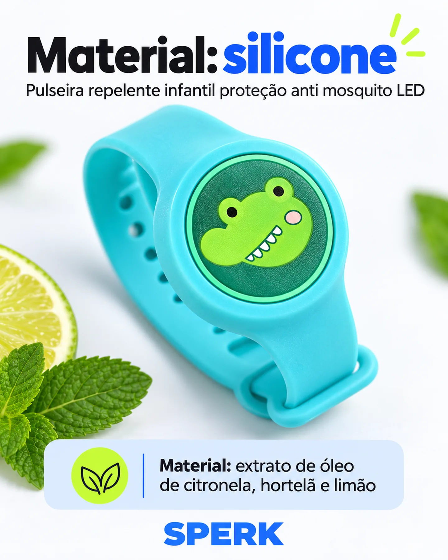 Pulseira repelente infantil proteção anti mosquito LED — painel 2